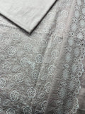 Hayadar Clothing 2-piece lawn set with chicken embroidery shirt and matching fabric-dyed trousers in Metel Beg color.
