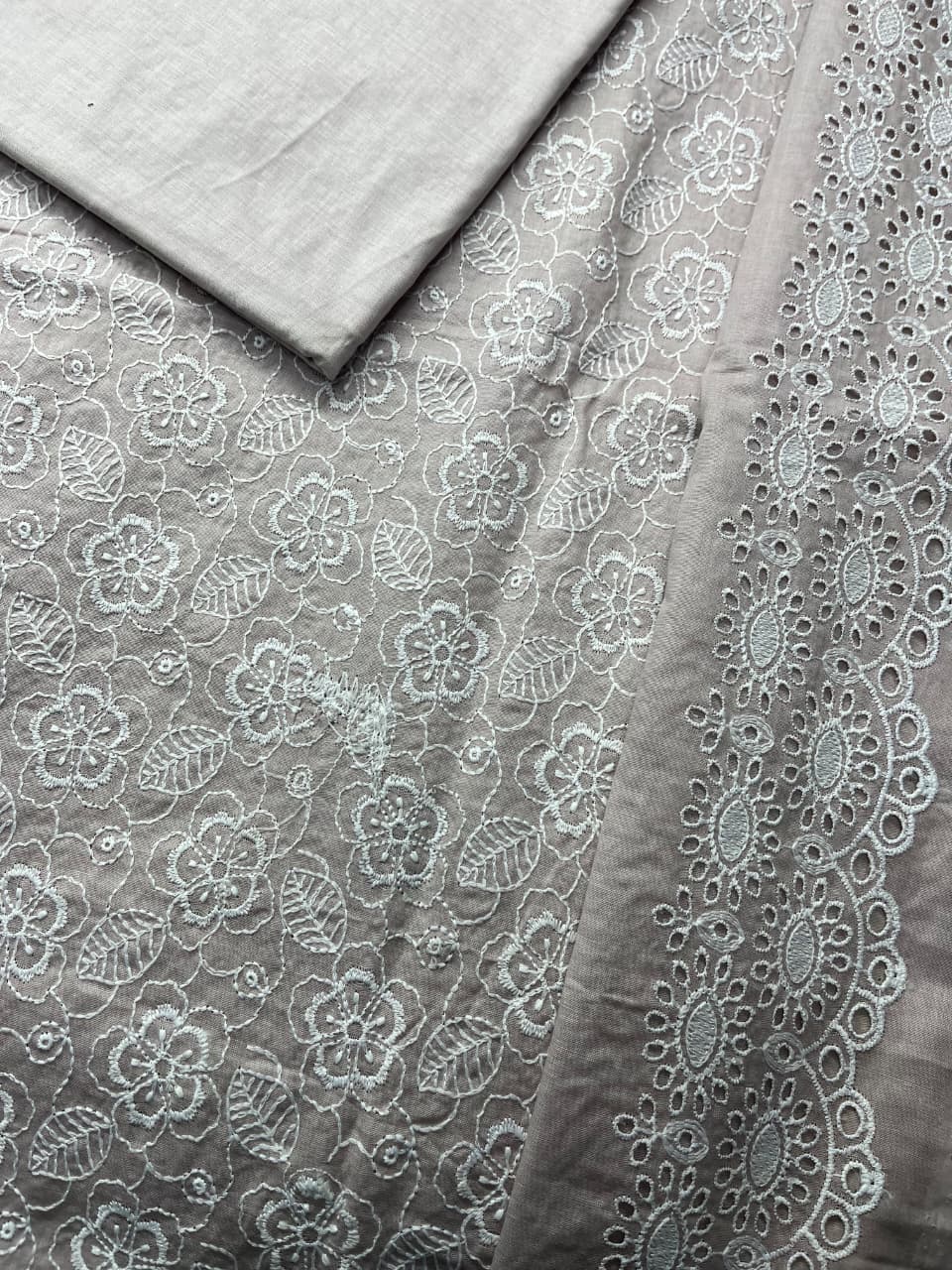 2-PC Lawn Chicken Embroidery – All Over Shirt with Same Fabric Dyed Trouser [METEL BEG COLOR]