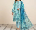 3-piece Doria print lawn embroidered suit with bamber dupatta by Hayadar Clothing, featuring intricate embroidery and vibrant fabric.