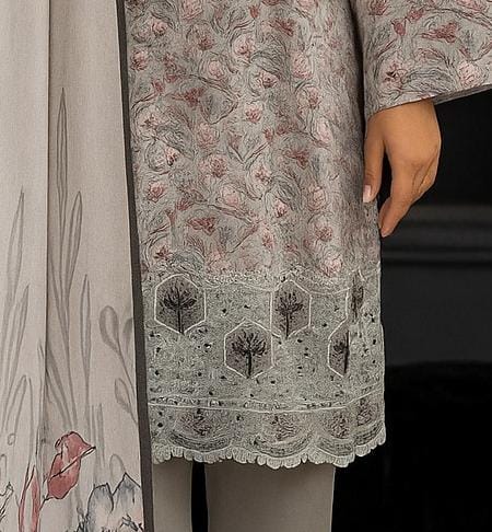 Luxurious Applique Boring Embroidery – Premium Lawn 3-Piece Summer Collection (AY01)