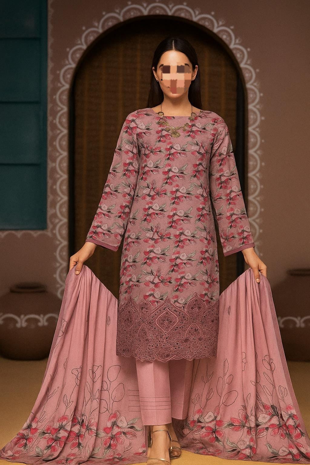 Luxurious Applique Boring Embroidery – Premium Lawn 3-Piece Summer Collection (AY02)