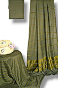Hayadar Clothing Alpine Velvet Dhank Marina 3-piece winter set in mud green, featuring plush fabric and cozy design.