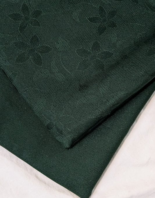 Bottle green 2-piece Zari Line Moon Lite Marina winter outfit by Hayadar Clothing, featuring intricate zari detailing and elegant design.