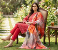 Hayadar Clothing 3-piece Nishat digital print Bana Dora plan trouser set with lawn fabric, featuring colorful traditional design.