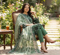 Three-piece Nishat digital print Bana Dora plan trousers from Hayadar Clothing's lawn collection, featuring intricate floral patterns.