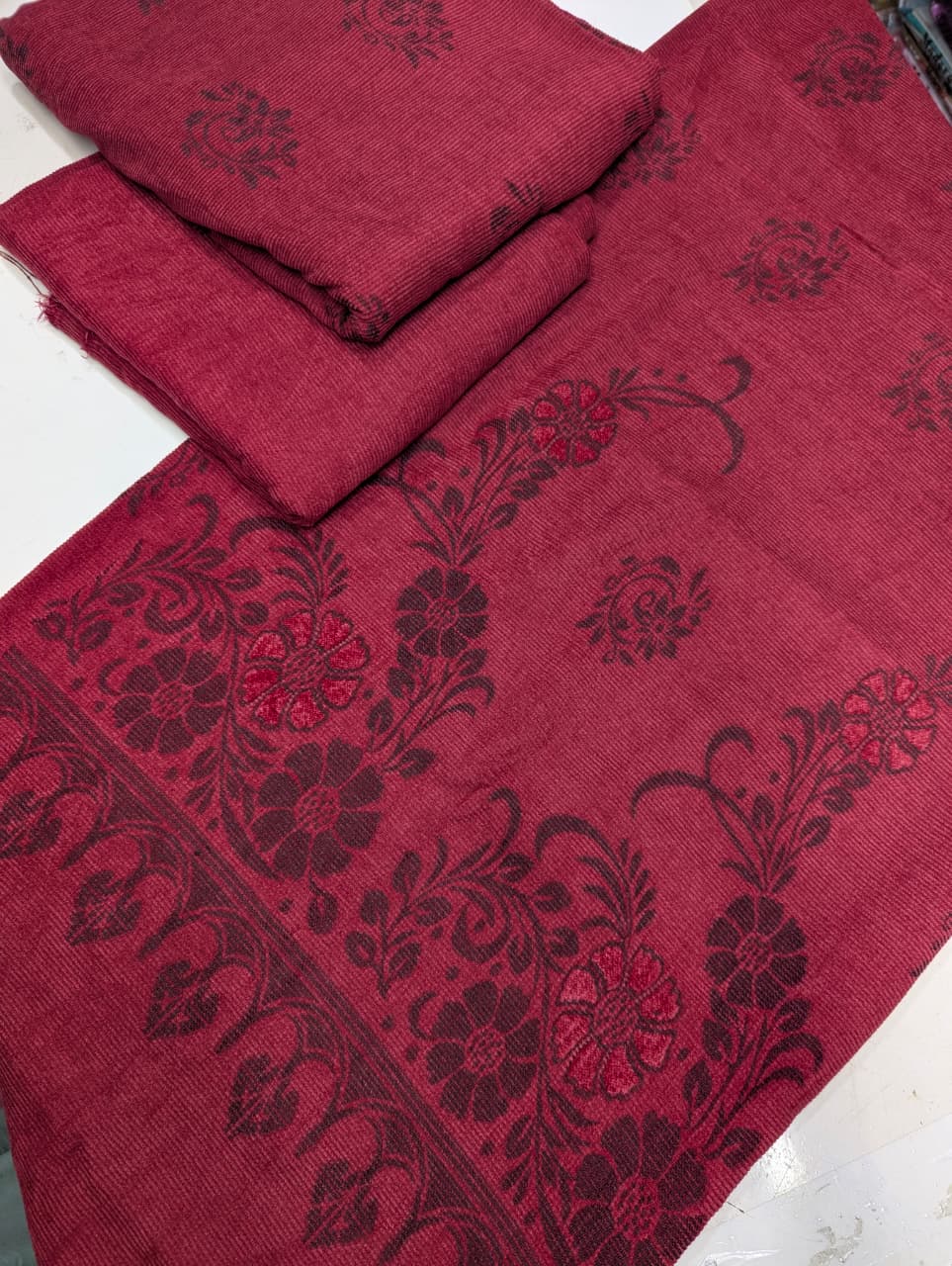 3-PC PEACH BANARSI SWEET LEATHER | 2026 PREMIUM COLLECTION [MAHROON]
