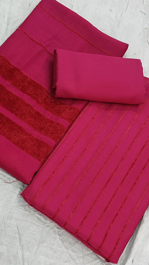 3PC - Alpine Velvet Dhank Marina – Exclusive Winter Collection (SHOKING Pink COLOR)