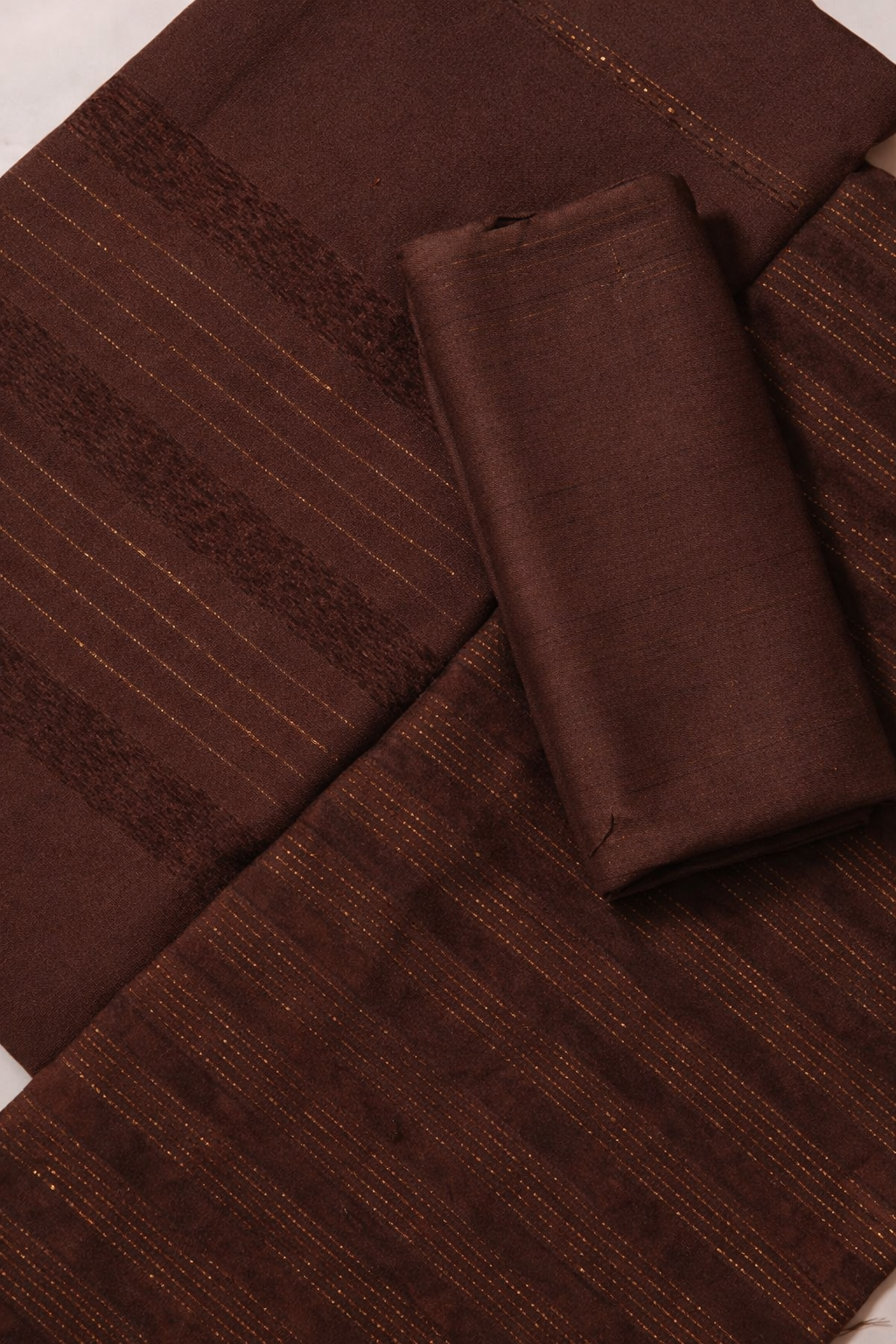 3PC - ALPINE CHAMKI ZARI VELVET MARINA MOST DEMANDING WINTER COLLECTION [CHOCOLATE BROWN COLOR]