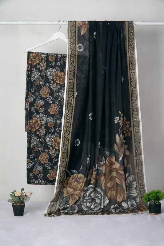 3PC Baroque Digital Print Bana Dora – Elegant Lawn Summer Collection (DA007)