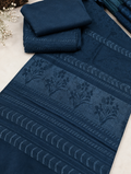 3-PC MOONLIGHT SIGNATURE WITH VELVET JACQUARD SHAWL [ZINK BLUE]