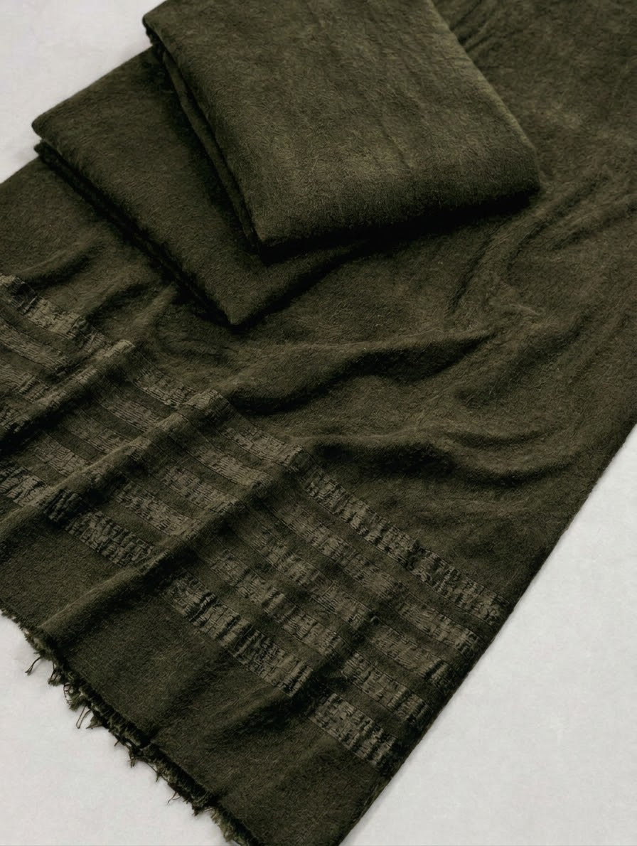 3-PC SWEET LEATHER VELVET | EXPORT QUALITY LUXURY EDITION [MUD GREEN COLOR)