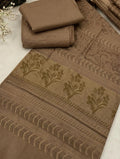 3-PC MOONLIGHT SIGNATURE WITH VELVET JACQUARD SHAWL [DARK BEIGE COLOR]