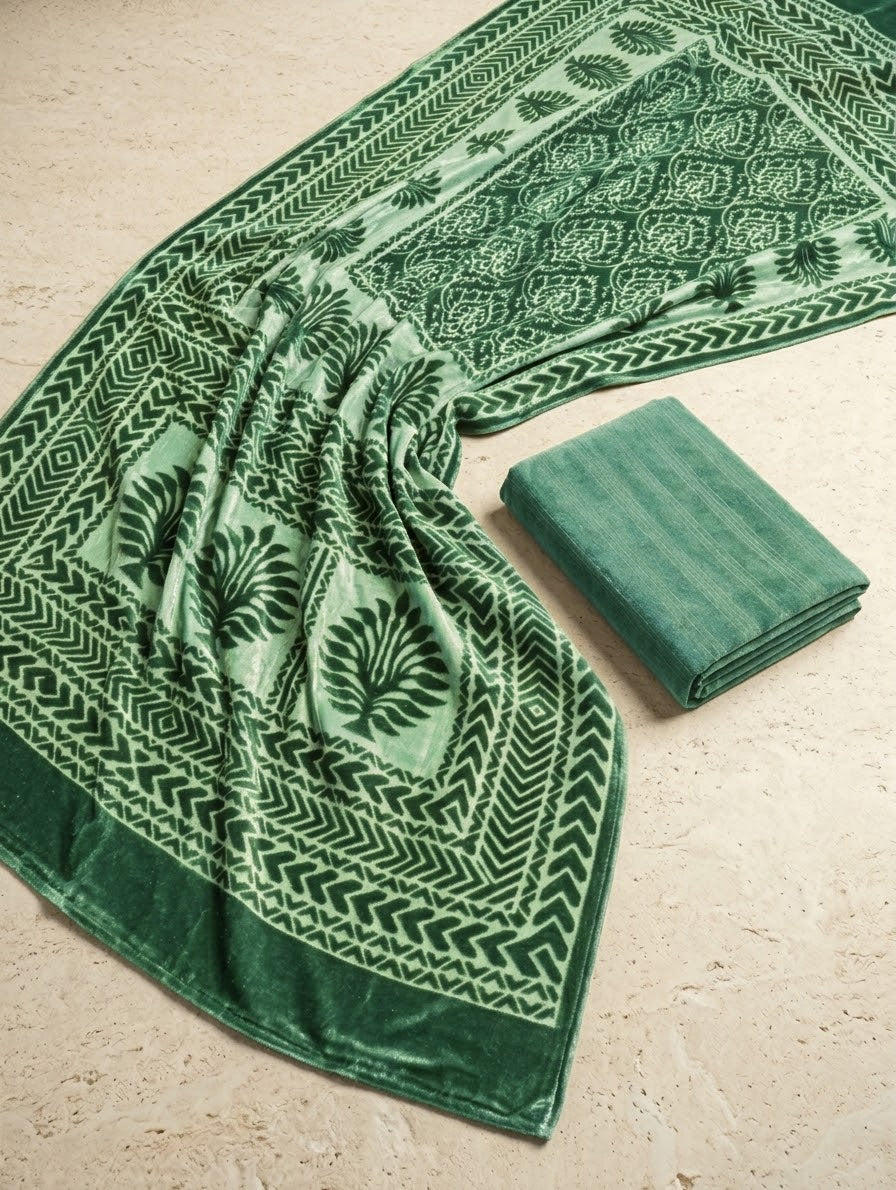3-PC Exclusive Palachi Shawl Winter Edition [Sea Green]
