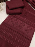 3-PC MOONLIGHT SIGNATURE WITH VELVET JACQUARD SHAWL [MAHROON COLOR]