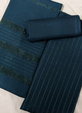 Hayadar Clothing 3-piece Alpine Velvet Marina set with vertical line pattern in Zink Pia color, showcasing soft fabric and stylish design.