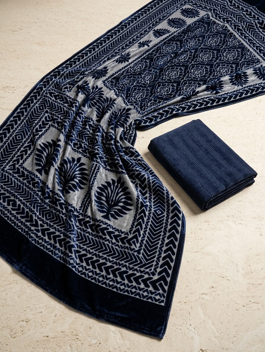 3-PC Exclusive Palachi Shawl Winter Edition [Neavy Blue]