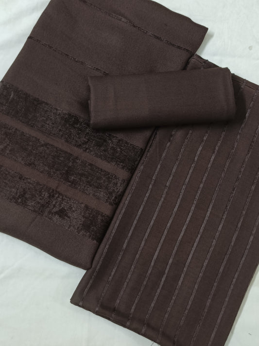3PC - Alpine Velvet Dhank Marina – Exclusive Winter Collection (Chocolate Brown)