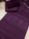 3-PC MOONLIGHT SIGNATURE WITH VELVET JACQUARD SHAWL [PLUM COLOR]