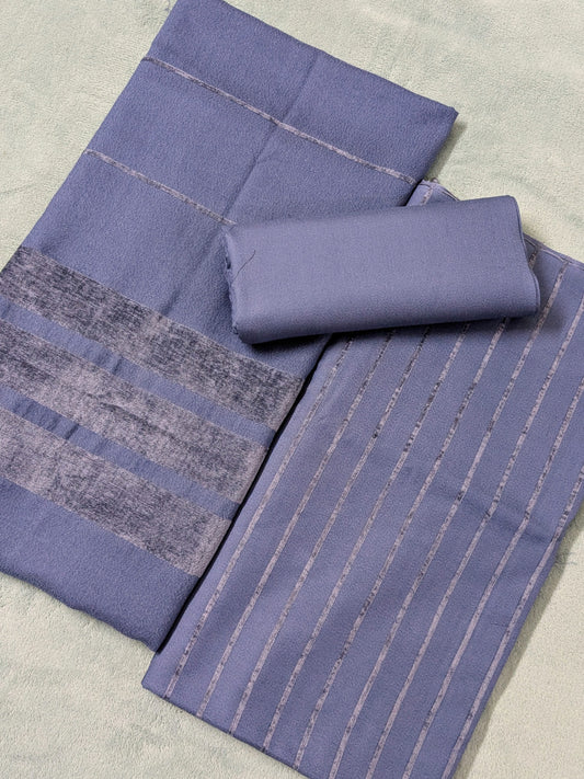 Hayadar Clothing Alpine Velvet Dhank Marina 3-piece winter collection in mid-gray, soft velvet fabric with stylish design.
