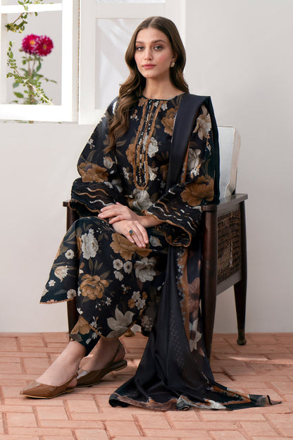3PC Baroque Digital Print Bana Dora – Elegant Lawn Summer Collection (DA007)